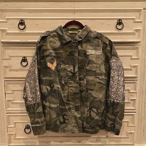 BKE Gimmicks Olive Jacket with Embellished Sleeves